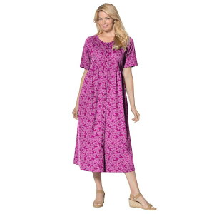 �E�[�}�� �E�B�Y�C�� ���f�B�[�X �g�b�v�X �����s�[�X �v���X�T�C�Y �v�` Woman Within Plusize Petite Button-Front Essential Dress Raspberry Blossom