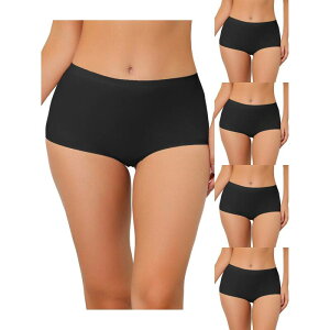 �A���O�� �P�[ ���f�B�[�X �A���_�[�E�F�A �p���c ALLEGRA K 5 Packs Women's Boyshorts Underwear Unlined Invisible Mid Waistretch Solid Panties Black �u���b�N
