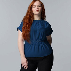 ���F���E�H�� ���f�B�[�X �g�b�v�X �V���c �v���X�T�C�Y �M���U�[ Plusize Simply Vera Wang Ruched Waistop Liberty Navy �l�C�r�[