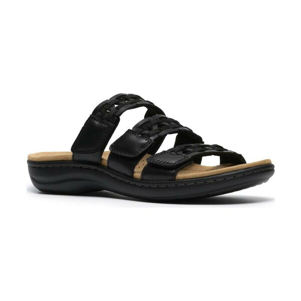 クラークス レディース シューズ サンダル レザー Clarks Laurieann Emma Women's Leather Flat Sandals Black Leather ブラック