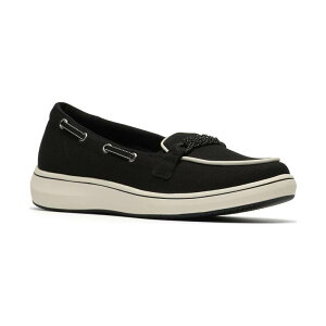 �N���[�N�X ���f�B�[�X �V���[�Y Clarks Cloudsteppers BreezeSky Bay Women'slip-On Boat Shoes Black Canvas �u���b�N