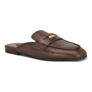 �i�C���E�F�X�g ���f�B�[�X �V���[�Y �T���_�� ���[�t�@�[ Nine West Evans Women'slip-On Penny Loafer Mules Dark Brown Leather �u���E��