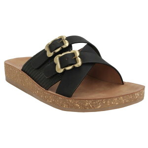 ���L ���f�B�[�X �V���[�Y �T���_�� Yoki WLA-05 Women'slip-On Crossover Double Buckle Sandals Black �u���b�N