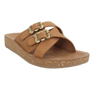 ���L ���f�B�[�X �V���[�Y �T���_�� Yoki WLA-05 Women'slip-On Crossover Double Buckle Sandals Cognac