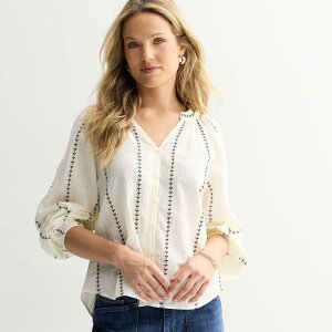 �\�m�} ���f�B�[�X �g�b�v�X �V���c �h�J Women'sonoma Goods For Life Button Front Embroidered Top Ws6sw010 Top