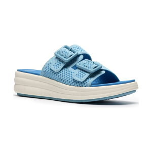 �N���[�N�X ���f�B�[�X �V���[�Y �T���_�� Clarks Cloudsteppers Drift Faye Women's Cushioned Sandals Bright Blue Textile �u���[