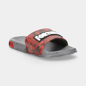 �A�j���L�����N�^�[ ���f�B�[�X �V���[�Y �T���_�� Licensed Character Fortnite Little Kid Boysporty Slide Sandals Black Grey �u���b�N