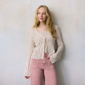 LC Lauren Conrad ���f�B�[�X �A�E�^�[ �j�b�g�E�Z�[�^�[ Women's LC Lauren Conrad Scallop Hem Sweater Cream Silk �N���[��