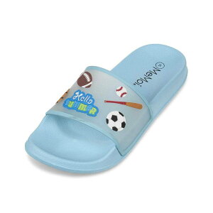 �����C ���f�B�[�X �V���[�Y �T���_�� MeMoi Boys and Girlsuper-Soft Cushioned Hello Summer Slide Sandal Blue �u���[