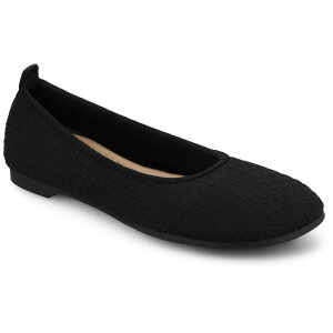 �W���[�j�[ ���f�B�[�X �V���[�Y �T���_�� �j�b�g Journee Aria Women's Knit Round Toe Flats Black �u���b�N