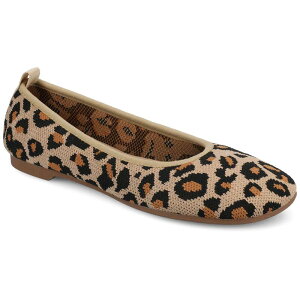 �W���[�j�[ ���f�B�[�X �V���[�Y �T���_�� �j�b�g Journee Aria Women's Knit Round Toe Flats Leopard �A�j�}��