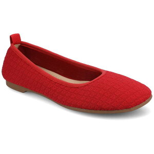 �W���[�j�[ ���f�B�[�X �V���[�Y �T���_�� �j�b�g Journee Aria Women's Knit Round Toe Flats Red ���b�h