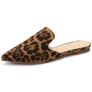 �A���O�� �P�[ ���f�B�[�X �V���[�Y �T���_�� ALLEGRA K Women's Pointed Toe Flat Slides Emerald Mules Leopard �A�j�}��