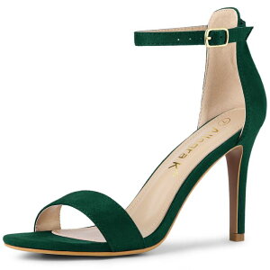 �A���O�� �P�[ ���f�B�[�X �V���[�Y �p���v�X �T���_�� �X�G�[�h �A���N�� �q�[�� ALLEGRA K Women'suede Ankle Strap High Stiletto Heel Sandals Green �O���[��