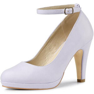 �A���O�� �P�[ ���f�B�[�X �V���[�Y �p���v�X �A���N�� �q�[�� ALLEGRA K Women's Round Toe Stiletto Heels Ankle Strapumps Light Purple �p�[�v��