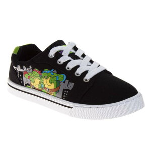 �A�j���L�����N�^�[ ���f�B�[�X �V���[�Y �X�j�[�J�[ T�V���c ���[�X Licensed Character Teenage Mutant Ninja Turtles Kids Canvas Lace-Up Sneakers Black �u���b�N