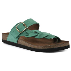 �z���C�g�}�E���e�� ���f�B�[�X �V���[�Y �T���_�� White Mountain Crawford Women'slide Sandals Classic Green Suede �O���[��