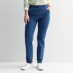 �N���t�g���o���[ ���f�B�[�X �{�g���X �f�j���p���c �X�g���[�g Women's Croft & Barrow Straight Leg Denim Pull-On Pants Medium Wash �f�j��