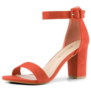 �A���O�� �P�[ ���f�B�[�X �V���[�Y �p���v�X �T���_�� �A���N�� �q�[�� ALLEGRA K Women's Open Toe High Chunky Heel Buckle Ankle Strap Sandals Orange �I�����W