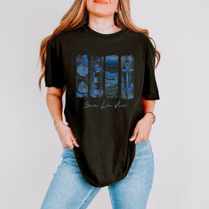 Simply Sage Market ���f�B�[�X �g�b�v�X T�V���c Simply Sage Market Sea La Vie Lighthouse Garment Dyed Tee Black �u���b�N