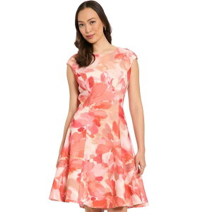 �����h���^�C���X ���f�B�[�X �g�b�v�X �����s�[�X �L���b�v Women's London Times Cap Sleeve Fit & Flare Dress Ivory Coral �A�C�{���[