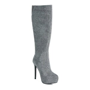 �����h�����O ���f�B�[�X �V���[�Y �u�[�c�E���C���u�[�c London Rag Nebula Diamante Women's Knee-High Boots Gray �O���[