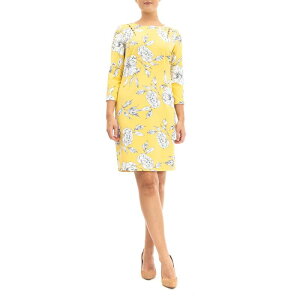 �j�i���I�i���h ���f�B�[�X �g�b�v�X �����s�[�X Women's Nina Leonard Slit Detail Sheath Dress Yellow Multi �C�G���[