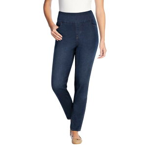 �E�[�}�� �E�B�Y�C�� ���f�B�[�X �{�g���X �f�j���p���c �v���X�T�C�Y �v�` �W�[���Y Woman Within Plusize Petite Slim-Leg Pull-On Gap-Free Stretch-Denim Jeans Indigo Sanded �C���f�B�S