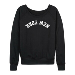 �A�j���L�����N�^�[ ���f�B�[�X �g�b�v�X T�V���c �p�C�� �_�E�� Licensed Character Women's New York Upside Down French Terry Long Sleeve Tee Black �u���b�N