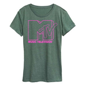 �A�j���L�����N�^�[ ���f�B�[�X �g�b�v�X T�V���c ���S �O���t�B�b�N Licensed Character Women's MTV Pink Logo Graphic Tee Heather Juniper �w�U�[