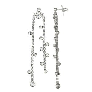 ���F���E�H�� ���f�B�[�X �A�N�Z�T���[ �s�A�X�E�C�������O Simply Vera Wang Silver-Tone Simulated Stone Double Drop Earrings Clear �X�g�[��