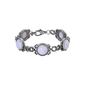 1928 ���f�B�[�X �A�N�Z�T���[ �u���X���b�g�E�o���O���E�A���N���b�g 1928 Silver-Tone Simulated Stone Cabochon Bracelet Blue �u���[