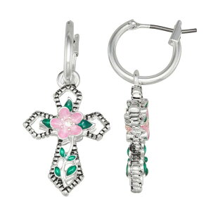 �l�[�s�A ���f�B�[�X �A�N�Z�T���[ �s�A�X�E�C�������O Napier Silver Tone Simulated Crystal Hoppy Cross Drop Earrings Multi �}���`�J���[