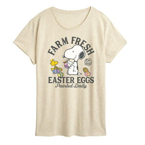 �A�j���L�����N�^�[ ���f�B�[�X �g�b�v�X T�V���c �O���t�B�b�N Licensed Character Women's Peanuts Farm Fresh Easter Eggs Paintedaily Graphic Tee Beige �x�[�W��