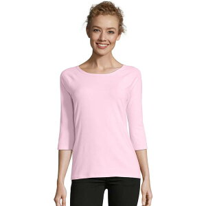 �w�C���Y ���f�B�[�X �g�b�v�X T�V���c Women's Hanes Three-Quarter Sleeve Raglan Tee Paleo Pink �s���N