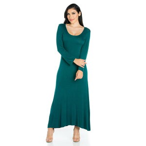 24 �Z�u���R���t�H�[�g ���f�B�[�X �g�b�v�X �����s�[�X �}�L�V Women's 24seven Comfort Apparel Scoopneck Long Sleeve Maxi Dress Green �O���[��