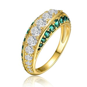 �A���u�����f�b�h ���f�B�[�X �A�N�Z�T���[ �����O Unbranded 14k Gold Over Silver Cubic Zirconia 3-Row Crossover Cocktail Ringold Tone Green �O���[��