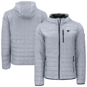 �J�b�^�[�A���h�o�b�N ���f�B�[�X �A�E�^�[ �W���P�b�g�E�u���]�� Men's Cutter & Buck Gray Kansastate Wildcats Rainier Eco PrimaLoft Hooded Full-Zip Jacket Kst Grey �O���[
