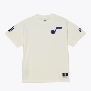 �~�b�`�F��&�l�X ���f�B�[�X �g�b�v�X T�V���c Men's Mitchell & Ness Cream Utah Jazz Hardwood Classics Chainstitch Premium T-Shirt Jaz Beige �x�[�W��