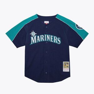 �~�b�`�F��&�l�X ���f�B�[�X �g�b�v�X T�V���c ���b�V�� �W���[�W�[ Men's Mitchell & Ness Ichiro Suzuki Navy Seattle Mariners 2006 Cooperstown Mesh Batting Practice Button-Up Jersey Mns Navy �l�C�r�[