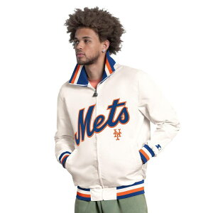 �X�^�[�^�[ ���f�B�[�X �A�E�^�[ �W���P�b�g�E�u���]�� �L���b�v ���S Men'starter White New York Mets The Captain Cooperstown Logo Full-Zip Varsity Jacket Met White �z���C�g