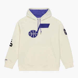 �~�b�`�F��&�l�X ���f�B�[�X �g�b�v�X T�V���c �t���[�X �p�[�J�[ Men's Mitchell & Ness Cream Utah Jazz Hardwood Classics Chainstitch Premium Fleece Hoodie Jaz Beige �x�[�W��