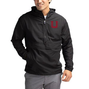 �J�b�^�[�A���h�o�b�N ���f�B�[�X �g�b�v�X T�V���c �W���P�b�g Men's Cutter & Buck Black Utah Utes Charter Eco Recycled Half-Zip Anorak Jacket Ute Black �u���b�N