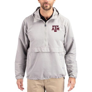 �J�b�^�[�A���h�o�b�N ���f�B�[�X �g�b�v�X T�V���c �W���P�b�g Men's Cutter & Buck Gray Texas A&M Aggies Charter Eco Recycled Half-Zip Anorak Jacketam Grey �O���[