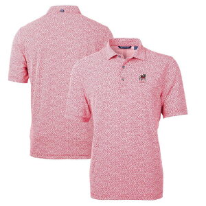 �J�b�^�[�A���h�o�b�N ���f�B�[�X �g�b�v�X T�V���c �|���V���c �v�����g ���S Men's Cutter & Buck Red Georgia Bulldogs Alumni Logo Virtue DryTeco Pique Botanical Print Recycled Polo Uga Red ���b�h