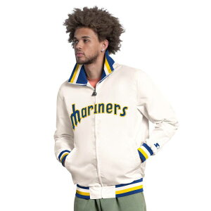 �X�^�[�^�[ ���f�B�[�X �A�E�^�[ �W���P�b�g�E�u���]�� �L���b�v ���S Men'starter White Seattle Mariners The Captain Cooperstown Logo Full-Zip Varsity Jacket Mns White �z���C�g
