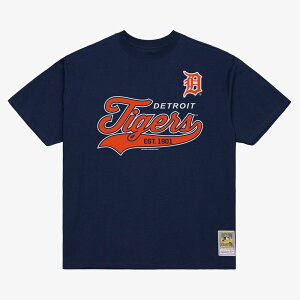 �~�b�`�F��&�l�X ���f�B�[�X �g�b�v�X T�V���c Men's Mitchell & Ness Navy Detroitigerscript Sweep Arch T-Shirtgr Navy �l�C�r�[