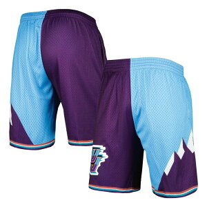 �~�b�`�F��&�l�X ���f�B�[�X �{�g���X �n�[�t�p���c�E�V���[�c �V���[�g�p���c Men's Mitchell & Ness Turquoise/Purple Utah Jazz Hardwood Classics 1996 Split Swingman Shorts Jaz Turq A �^�[�R�C�Y