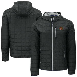�J�b�^�[�A���h�o�b�N ���f�B�[�X �A�E�^�[ �W���P�b�g�E�u���]�� Men's Cutter & Buck Black Iowa State Cyclones Rainier Eco PrimaLoft Hooded Full-Zip Jacket Isu Black �u���b�N