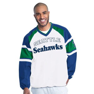 �X�^�[�^�[ ���f�B�[�X �g�b�v�X T�V���c �W���P�b�g Men'starter White Seattle Seahawks Infield Play Pullover Jacket Sea White �z���C�g